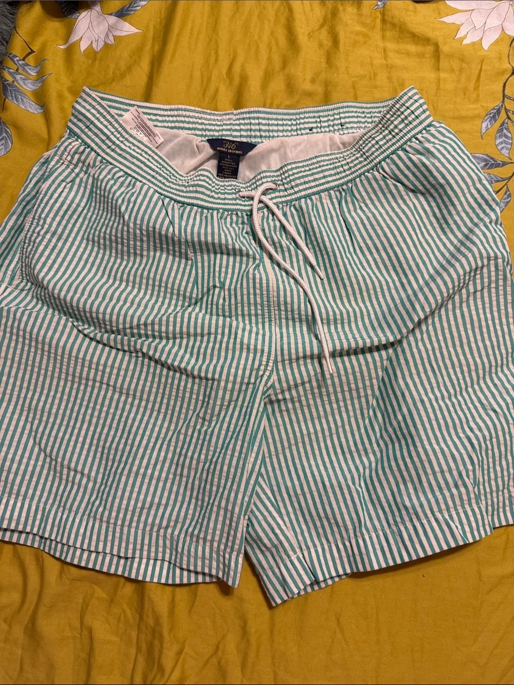 Brooks Brothers Striped Swim Shorts in Aqua and White